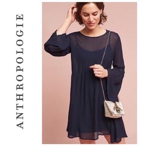 Anthropologie LACAUSA Navy Bell Sleeve Dress